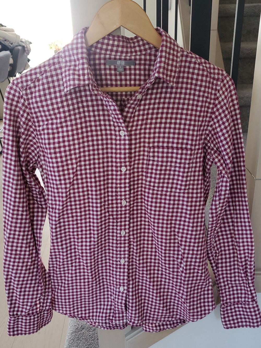 Uniqlo-Your New Favorite shirt, Ladies Sz. Med. Soft, Lightweight Check Buttoned